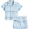 Tucker + Tate Babies'  Patterned Cotton Camp Shirt & Drawstring Shorts Set In White Amalfi Stripe