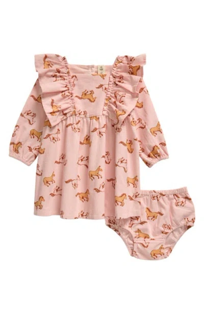 Tucker + Tate Babies'  Cotton Corduroy Ruffle Dress & Bloomers In Pink English Horses