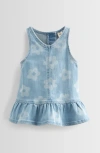 Tucker + Tate Babies'  Print Denim Jumper In Light Indigo Wash Danny Floral