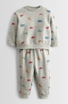 Tucker + Tate Babies'  Print Fleece Sweatshirt & Joggers Set In Grey Lt Htr Transport Toss