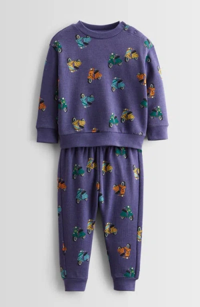 Tucker + Tate Babies'  Print Fleece Sweatshirt & Joggers Set In Navy Skipper Scooters