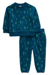 Tucker + Tate Babies'  Print Fleece Sweatshirt & Sweatpants Set In Blue Sailor Evergreen Woods