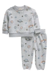 Tucker + Tate Babies'  Print Fleece Sweatshirt & Sweatpants Set In Grey Heather Space Adventure