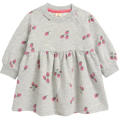 Tucker + Tate Babies'  Print Long Sleeve Sweatshirt Dress In Grey Heather Berry Harvest
