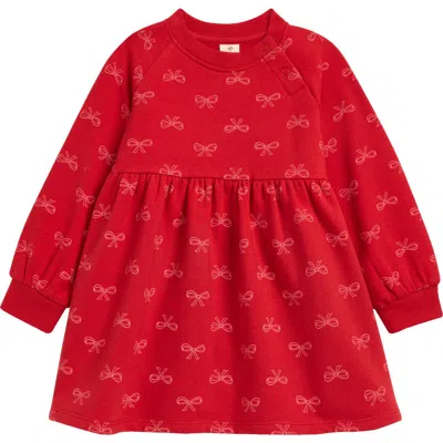 Tucker + Tate Babies'  Print Long Sleeve Sweatshirt Dress In Red Goji Cheerful Bow