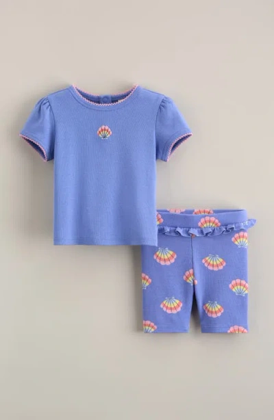 Tucker + Tate Babies'  Puff Sleeve Cotton T-shirt & Ruffle Shorts Set In Blue