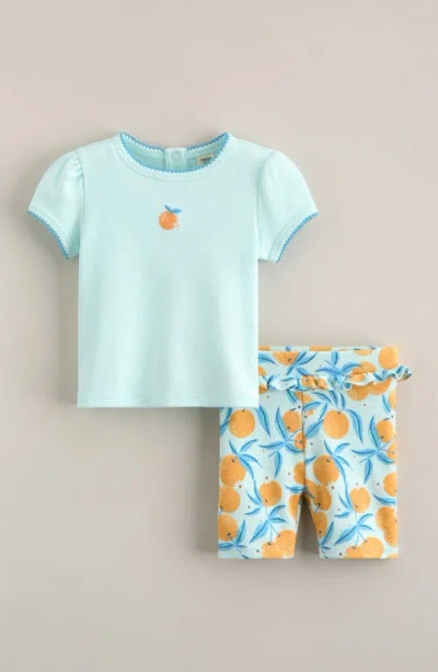 Tucker + Tate Babies'  Puff Sleeve Cotton T-shirt & Ruffle Shorts Set In Blue