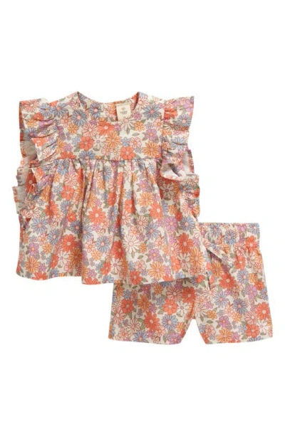 Tucker + Tate Babies'  Ruffle Sleeveless Top & Shorts Set In Ivory Egret Cass Floral