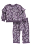 Tucker + Tate Ruffle Trim Sweatshirt & Sweatpants Set In Purple