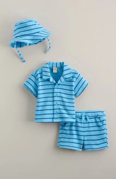 Tucker + Tate Babies'  Shirt, Shorts & Hat Set In Blue