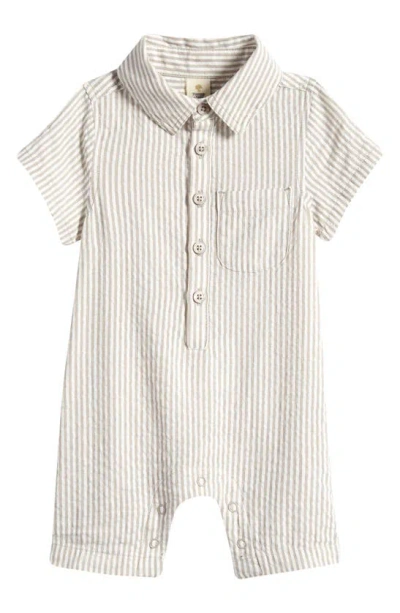 Tucker + Tate Babies' Short Sleeve Romper In Grey Vintage Brodie Stripe