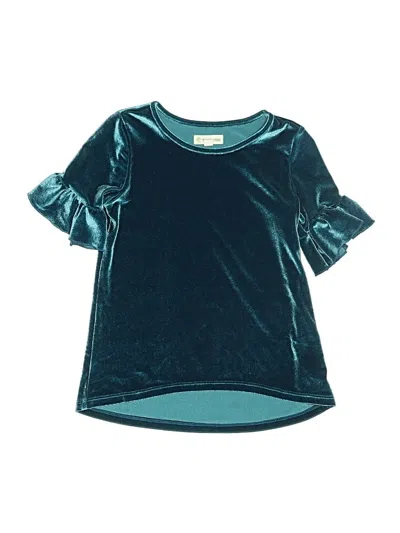 Pre-owned Tucker + Tate Kids' Short Sleeve Top Teal Keyhole Neckline Tops In Blue