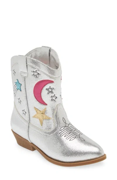 Tucker + Tate Kids'  Spring Metallic Western Boot In Silver Multi