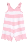 Tucker + Tate Stripe Shoulder Tie Cotton Sweater Romper In Pink Romance Greta Stripe