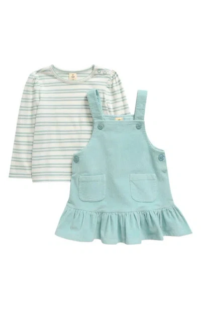 Tucker + Tate Babies'  T-shirt & Corduroy Dress Set In Blue Janie Stripe- Blue