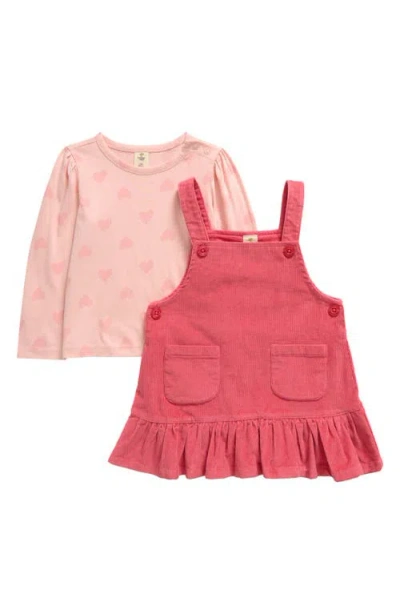 Tucker + Tate Babies'  T-shirt & Corduroy Dress Set In Pink Aurora Hearts- Pink