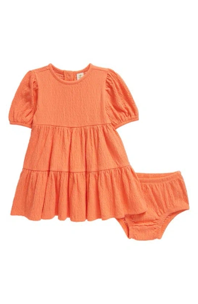 Tucker + Tate Babies' Tiered Dress & Bloomers In Orange Ember