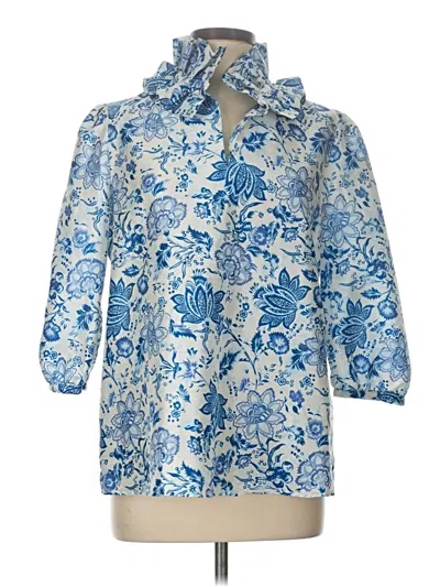 Pre-owned Tuckernuck 3/4 Sleeve Blouse In Blue
