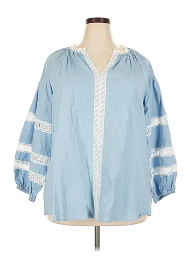 Tuckernuck 3/4 Sleeve Blouse In Blue
