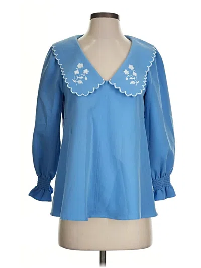 Pre-owned Tuckernuck 3/4 Sleeve Blouse In Blue