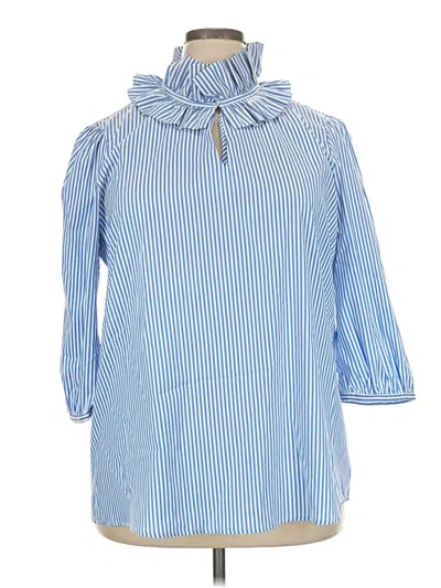 Pre-owned Tuckernuck 3/4 Sleeve Blouse In Blue
