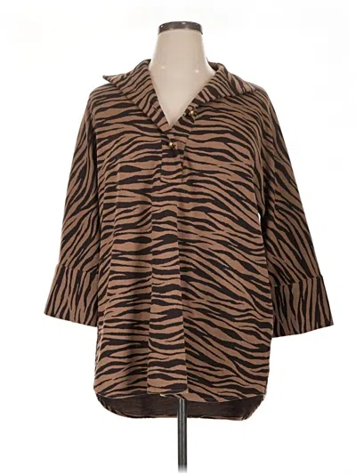 Tuckernuck 3/4 Sleeve Blouse In Brown