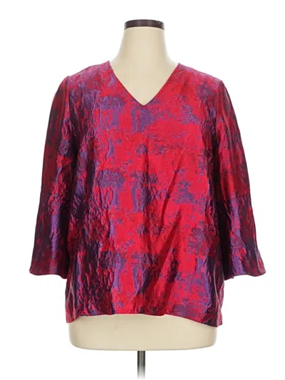 Pre-owned Tuckernuck 3/4 Sleeve Blouse In Burgundy