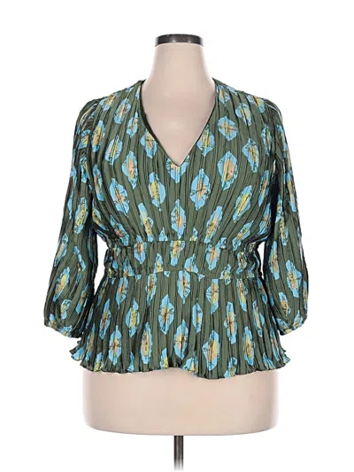 Pre-owned Tuckernuck 3/4 Sleeve Blouse In Teal