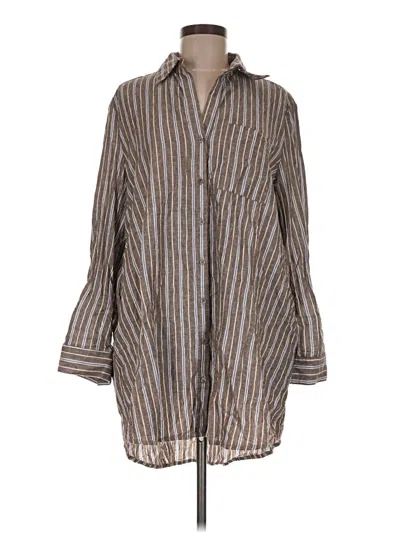 Pre-owned Tuckernuck 3/4 Sleeve Button Down Shirt In Brown