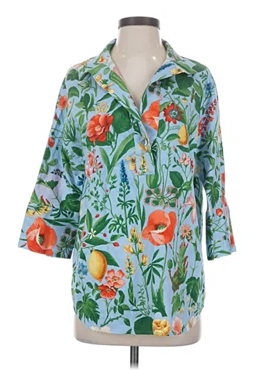 Pre-owned Tuckernuck 3/4 Sleeve Button Down Shirt In Teal