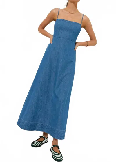 Tuckernuck Chambray Rhea Sleeveless Maxi Dress In Denim In Blue