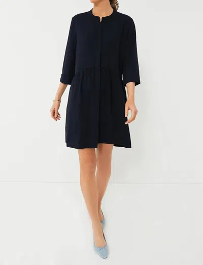 Tuckernuck Crepe Hidden Placket Mini Shirt Dress In Navy In Blue