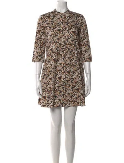 Pre-owned Tuckernuck Floral Print Mini Dress In Neutral