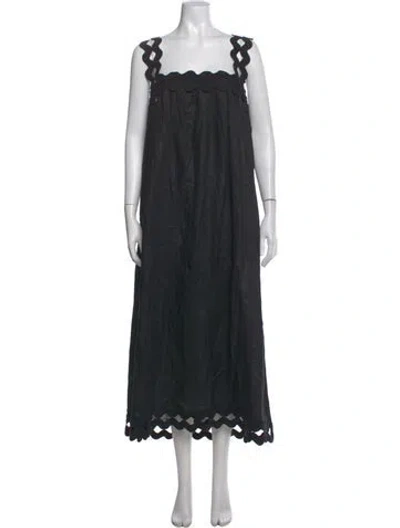 Pre-owned Tuckernuck Linen Long Dress In Black