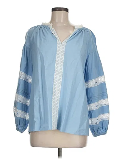 Pre-owned Tuckernuck Long Sleeve Blouse In Blue