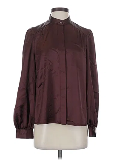 Pre-owned Tuckernuck Long Sleeve Blouse In Burgundy