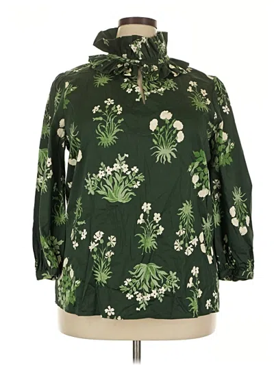 Pre-owned Tuckernuck Long Sleeve Blouse In Green