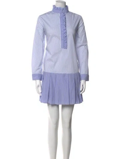 Pre-owned Tuckernuck Mock Neck Mini Dress In Blue