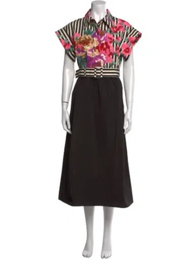 Pre-owned Tuckernuck Printed Long Dress In Black