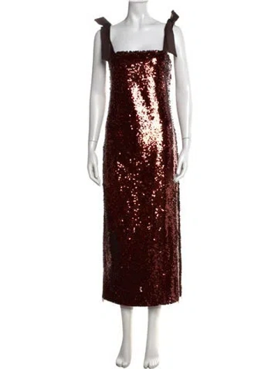 Pre-owned Tuckernuck Printed Midi Length Dress W/ Tags In Brown