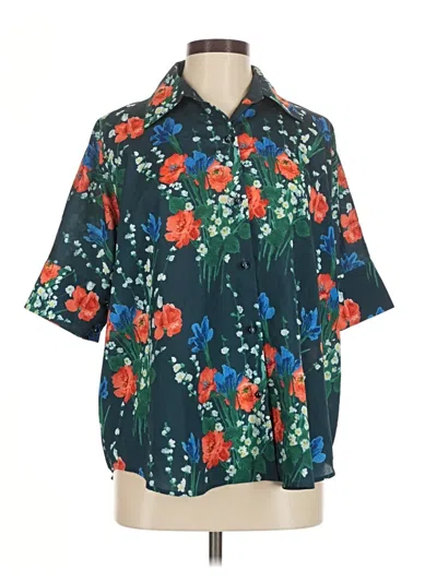 Pre-owned Tuckernuck Short Sleeve Blouse In Blue