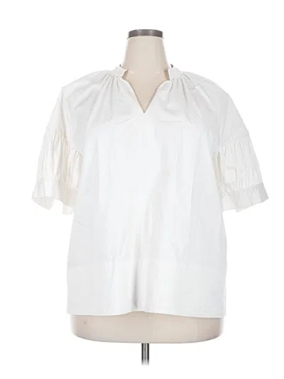 Pre-owned Tuckernuck Short Sleeve Blouse In White