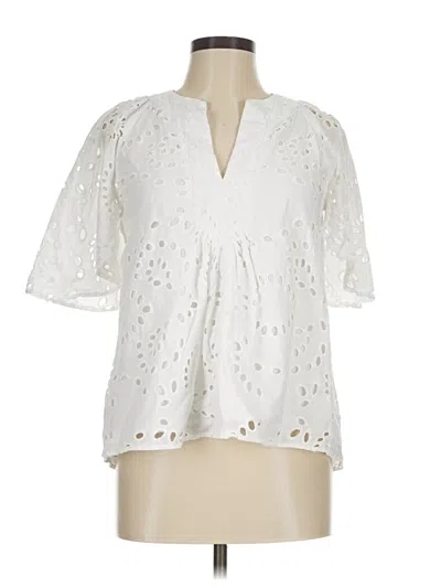 Pre-owned Tuckernuck Short Sleeve Blouse In White