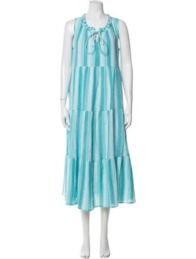 Pre-owned Tuckernuck Silk Long Dress W/ Tags In Blue