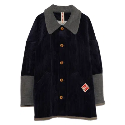 Tuckshop Men's Blue Sherpa Corduroy Coat - Navy
