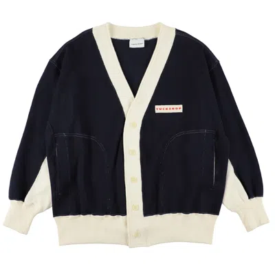 Tuckshop Men's Blue / White Oversized Cardigan - Navy In Blue/white