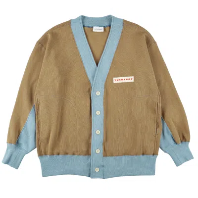 Tuckshop Women's Neutrals / Blue Oversized Cardigan - Camel