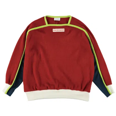 Tuckshop Women's Red / Blue / White Shaggy Sweater - Bright Orange In Red/blue/white