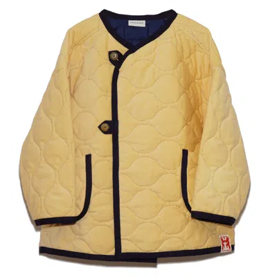 Tuckshop Women's White / Blue Corduroy Quilted Jacket - Ivory/navy In White/blue