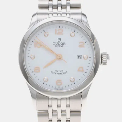 Pre-owned Tudor 1926 91350 Automatic Diamond Stainless Steel Womens Wristwatch 29 Mm In White